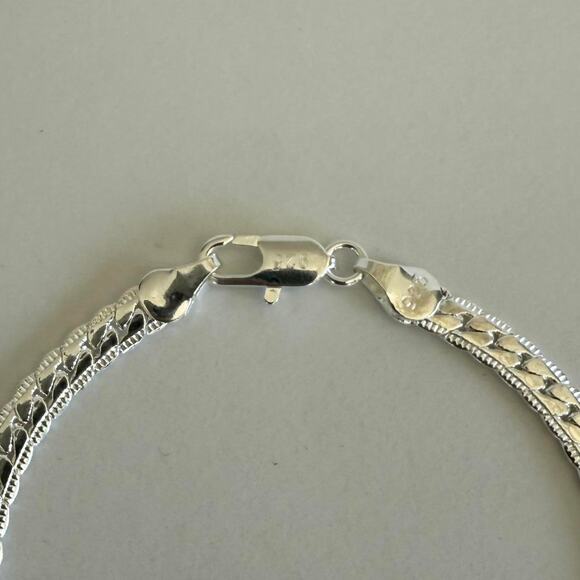 Y2K Sterling Silver 925 Snake Chain Bracelet 8 Inch Unisex Stainless Steel - Picture 5 of 7